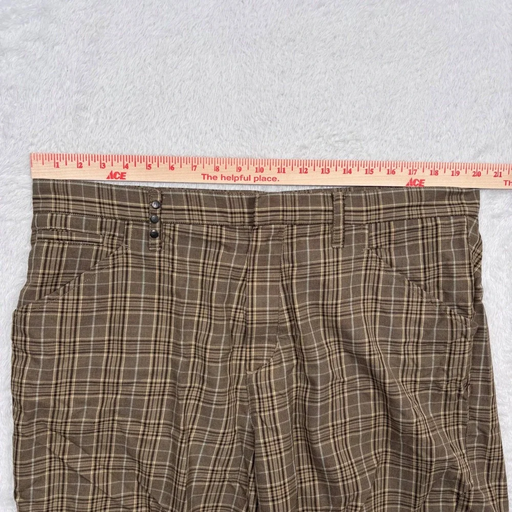 Y2K Hurley Plaid Shorts Men 38‎ Tannish Green Checkered Flat Front Casual Street